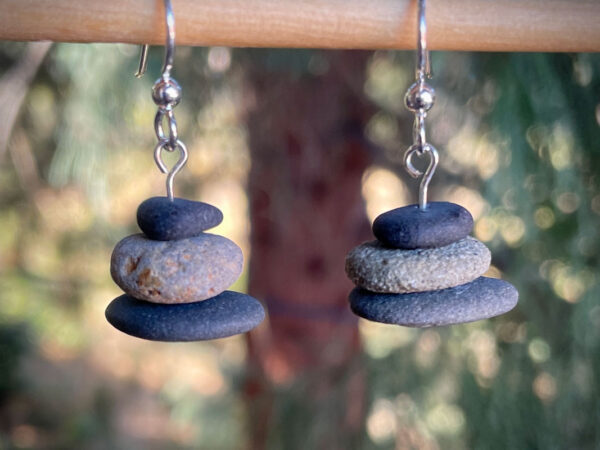 Stacked rock cairn earrings