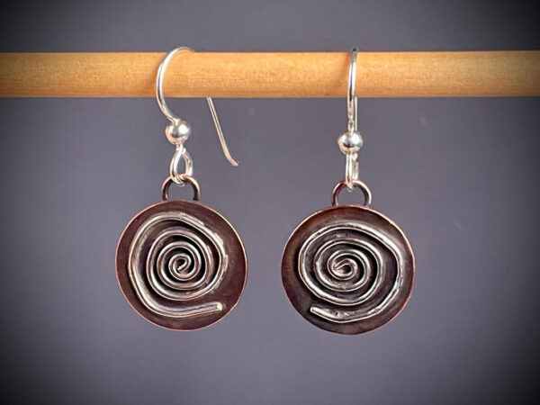 Copper and Silver Swirl Earrings