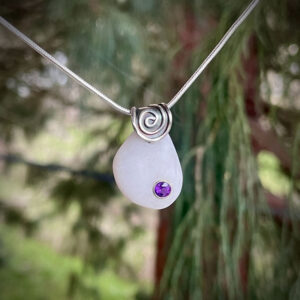 RK1020 Beach Rock Pendant with Inlaid Amethyst