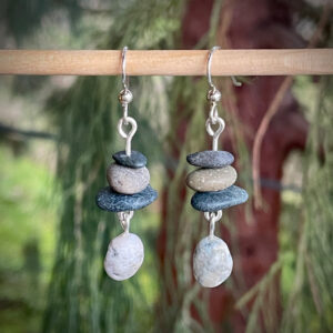 Beach Rock Cairn Earrings with Dangle