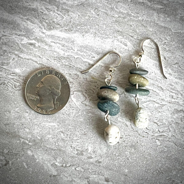 Beach Rock Cairn Earrings with Dangle